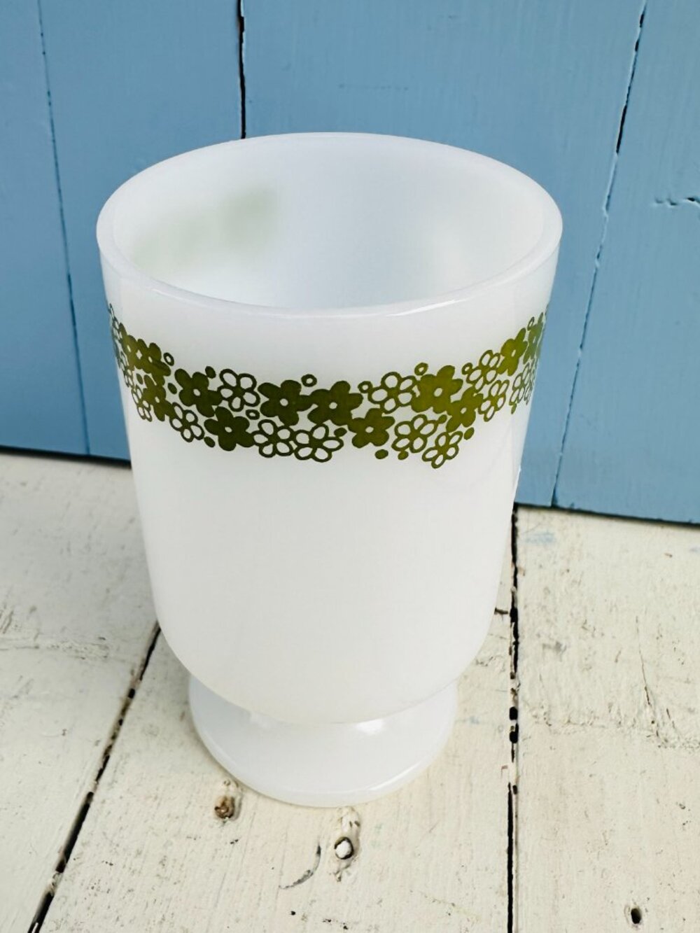 Vintage 60's Pyrex Crazy Daisy Footed Coffee Mug Pedestal Coffee Cup Retro Mug - Picture 9 of 11